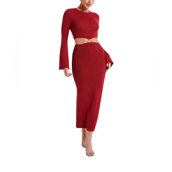 Meshki Red Cut-Out Maxi Dress - Picture 4 of 6